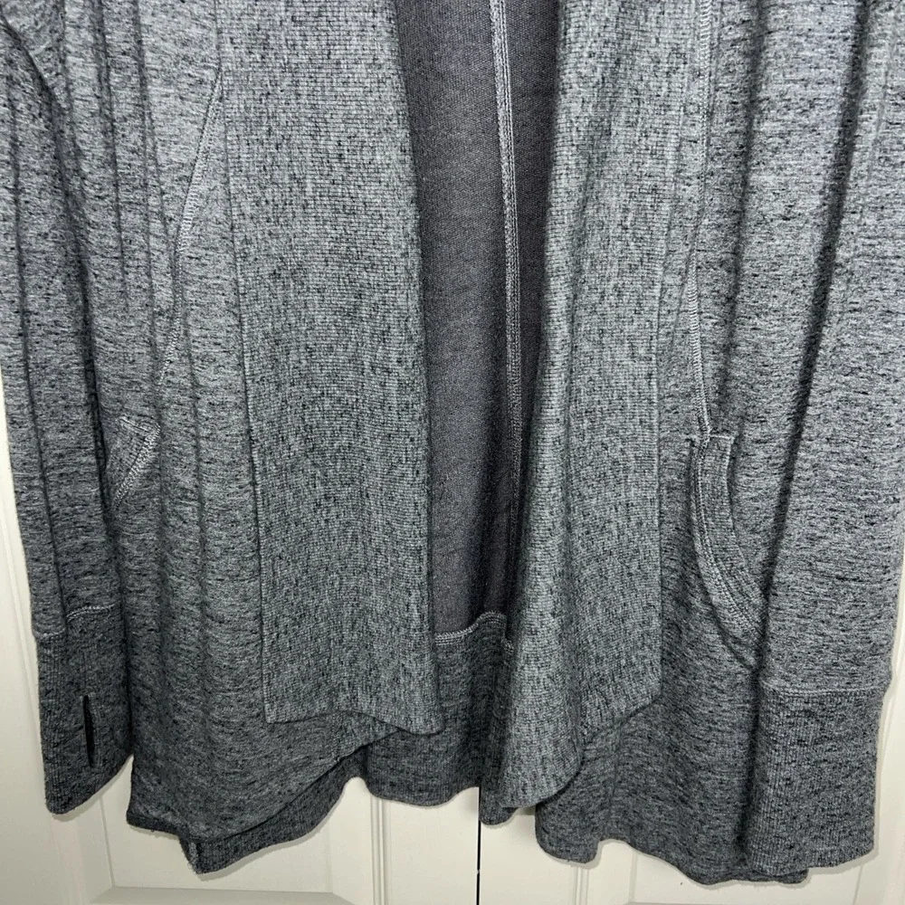 Athleta Women's Cardigan Sweater Size Large Gray Charcoal Heather Open Front C12